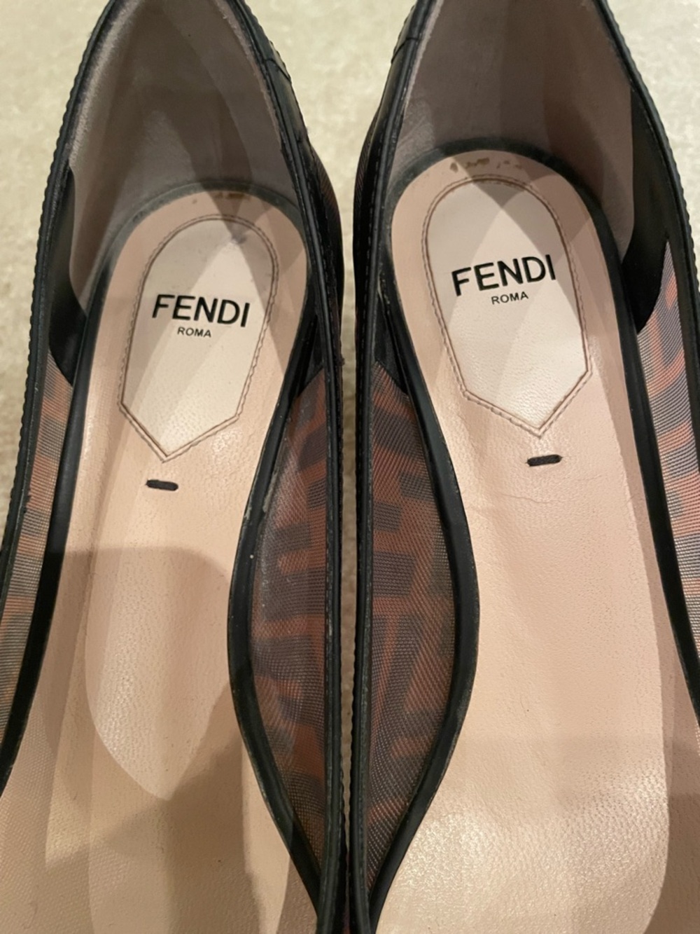 Fendi Brown & Black Monogram Pointed-Toe Flats - Picture 2 of 11
